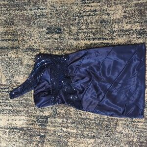 Dark Blue Sequin Mini Dress